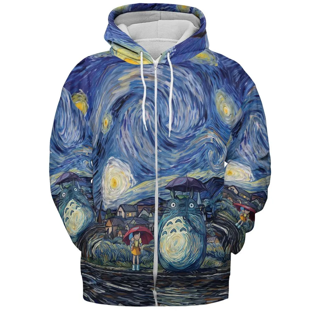 Starry Night with Totoro - Zip Hoodie - 3