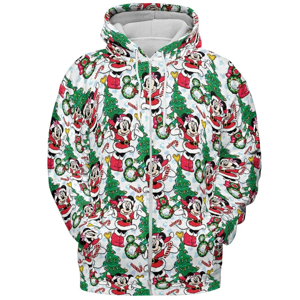 Santa Girl Mouse - Zip Hoodie - 3