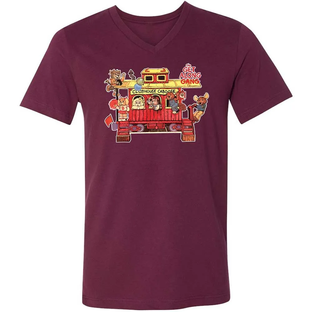 Unisex V-Neck T-Shirt - 74U9P9J7 - Maroon - 8