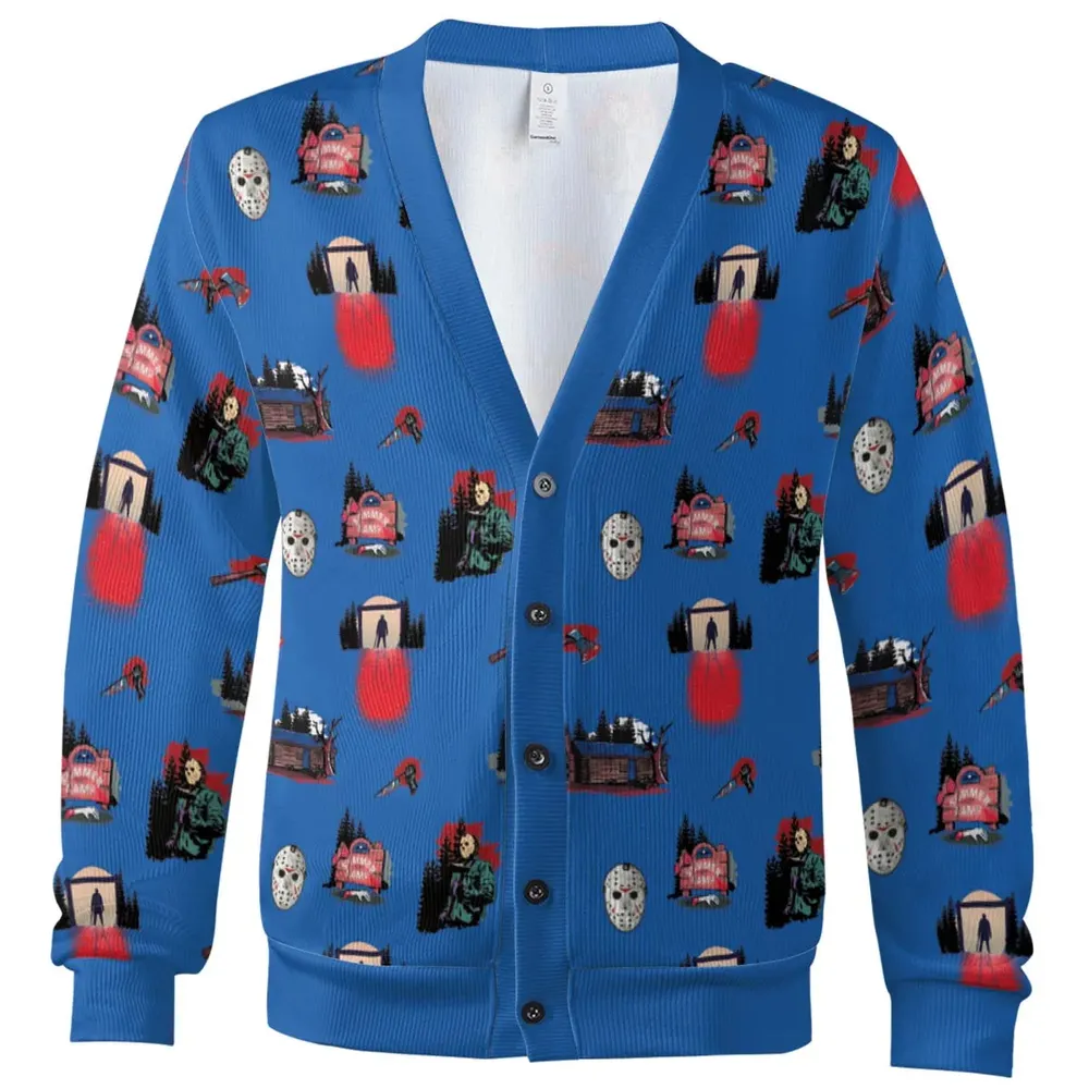 Jason Vorhees Camp Crystal Lake Halloween Cardigan - 2