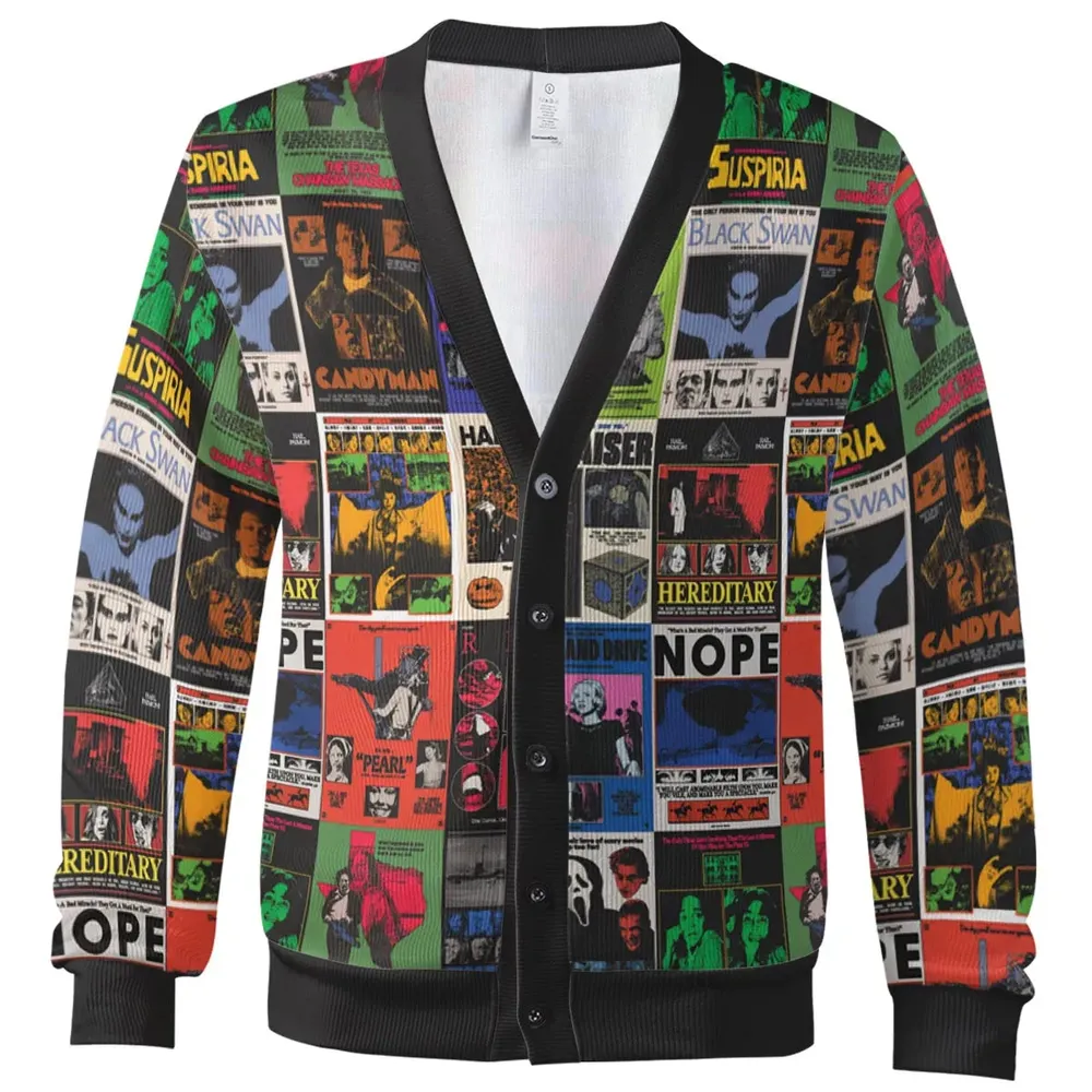 Modern Horror Movies Nope Ghostface Pinhead Pearl Leatherface Halloween Cardigan - 2