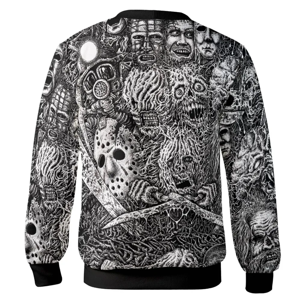 Horror Movie Assemblage Ghostface Xenomorph Pinhead Freddy Michael Myers Cardigan - 3