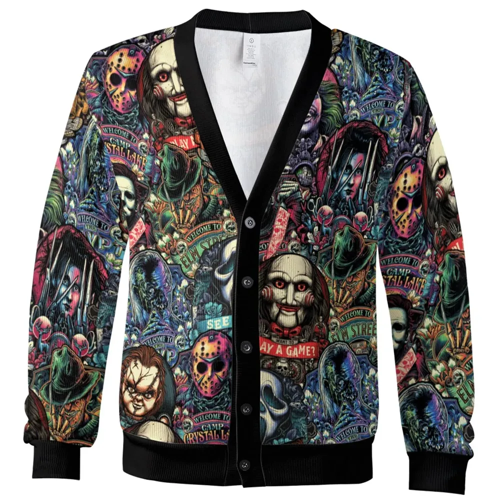 Horror Movie Characters Pattern Cardigan - 2