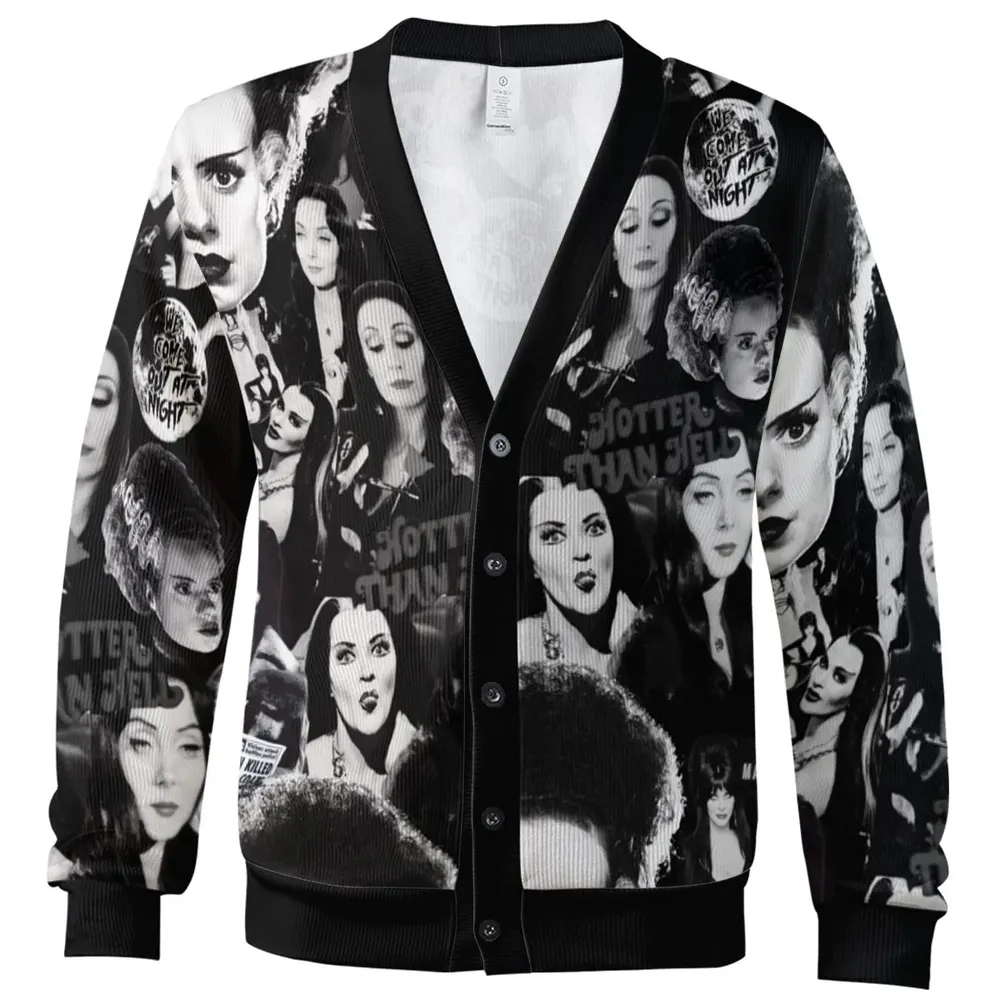 Horror Ladies Slay Collage Classic Horror Movies Cardigan - 2