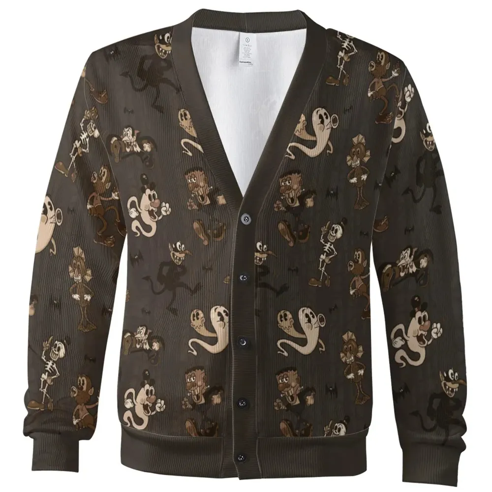 Horror Classic Monsters Universal Monsters Rubberhose Style Pattern Cardigan - 2