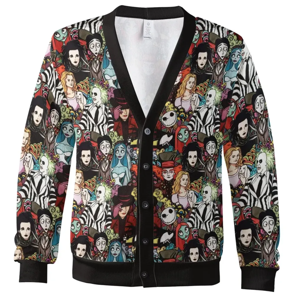 Tim Burton Characters Halloween Cardigan - 2