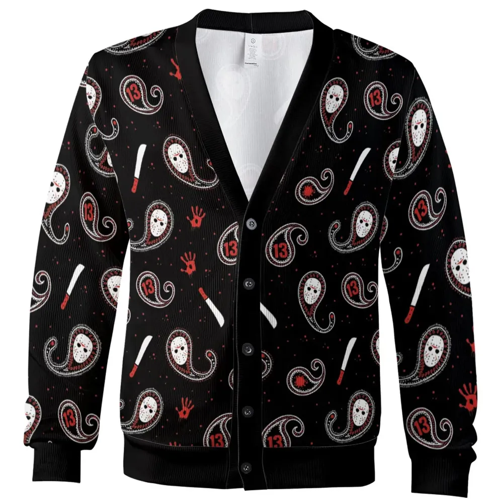 Jason Voorhees Friday The 13th Pattern Cardigan - 2
