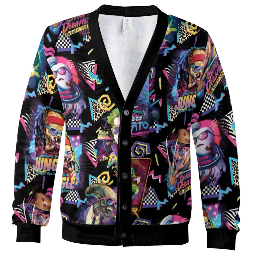 Retro Horror Characters Halloween Cardigan - 2