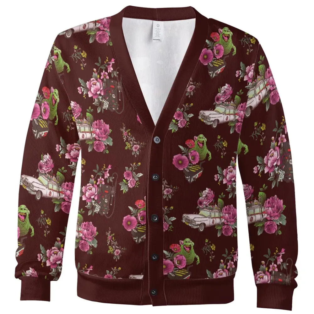 Slimer Ecto-1 Proton Pack Floral Ghostbusters Cardigan - 2