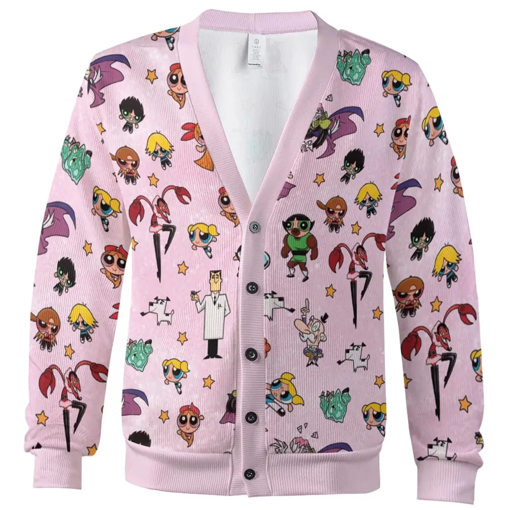 Power Puff Girls Characters Pattern Cardigan - 2