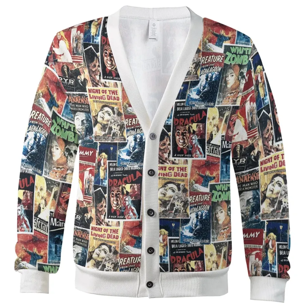 Pioneering '50s Classics Monster Hammer Horror Films Cardigan - 2