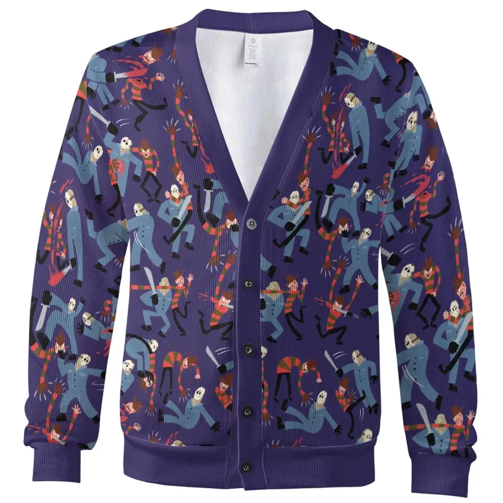 The Battle Freddy vs Jason Nightmare on Elm Street Friday the 13th Cardigan - 2