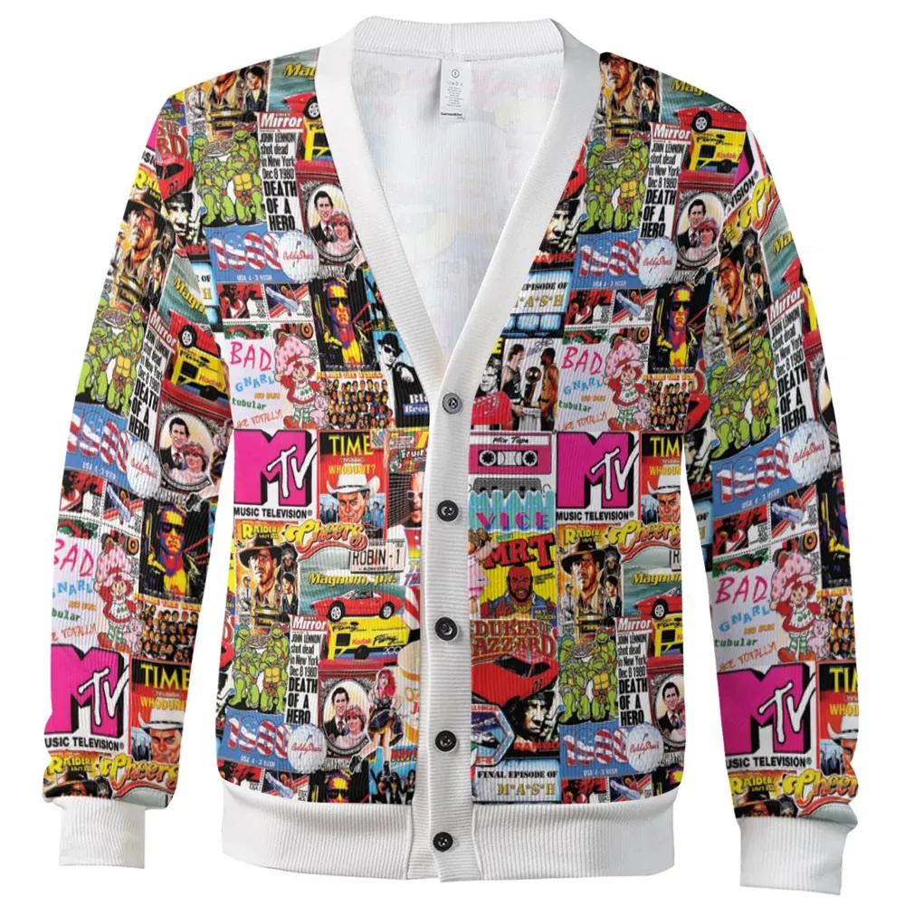 I heart 80s Collage Mr. T Back To the Future Pac-man Cardigan - 2