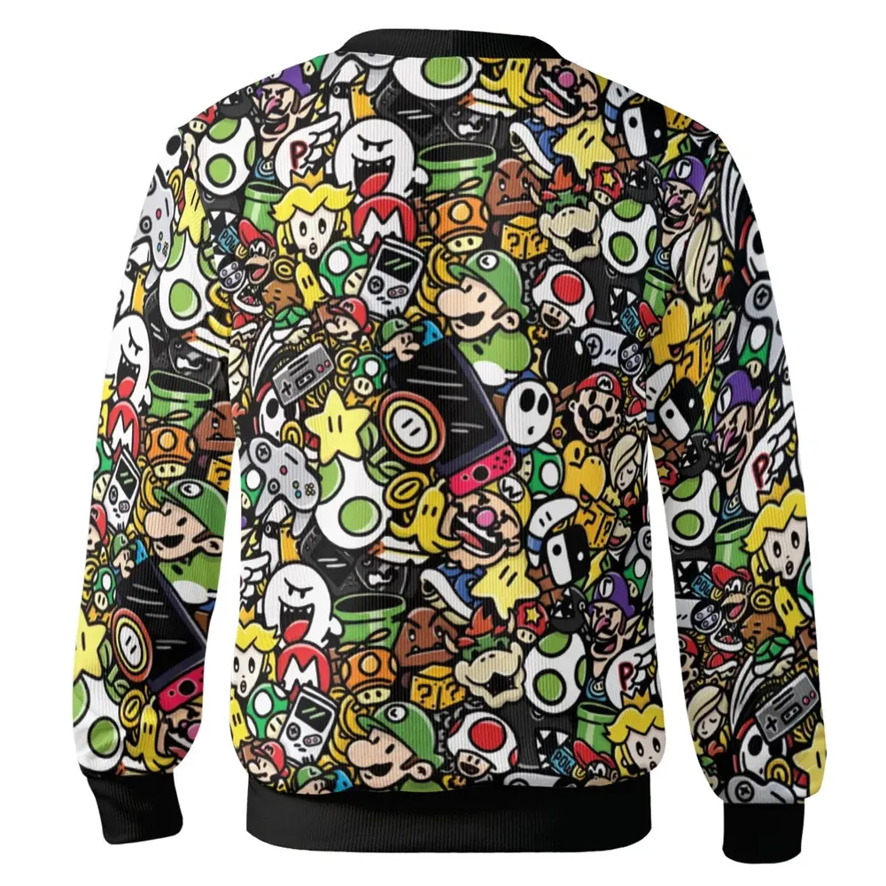 Super Mario Characters All In One Pattern Cardigan - 3