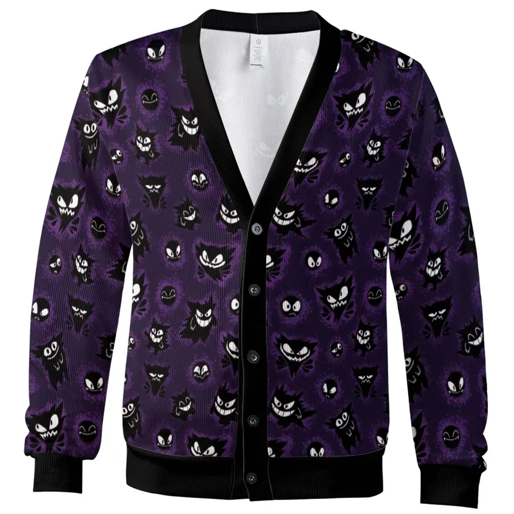 Gastly Haunter and Gengar Pokemon Pattern Cardigan - 2