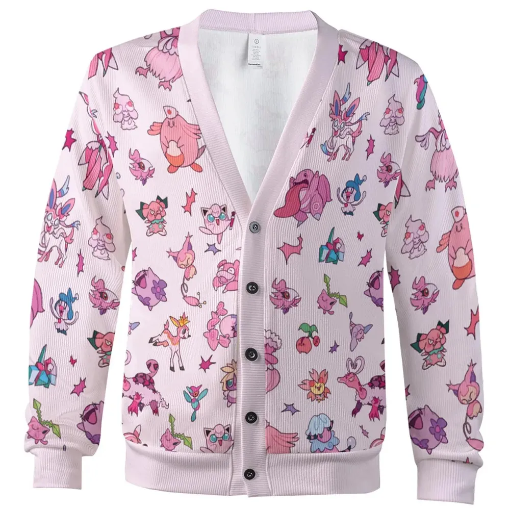 Team Pink Pokemon Pattern Cardigan - 2