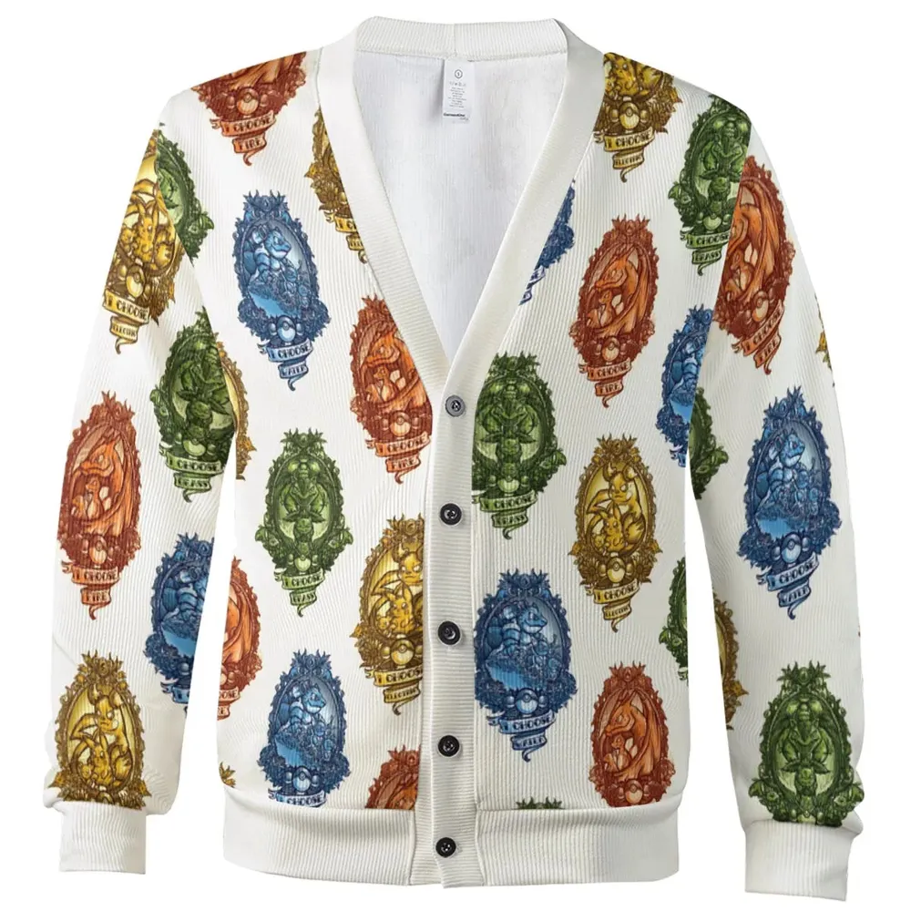 Water Grass Electric Fire I Choose Pattern Cardigan - 2