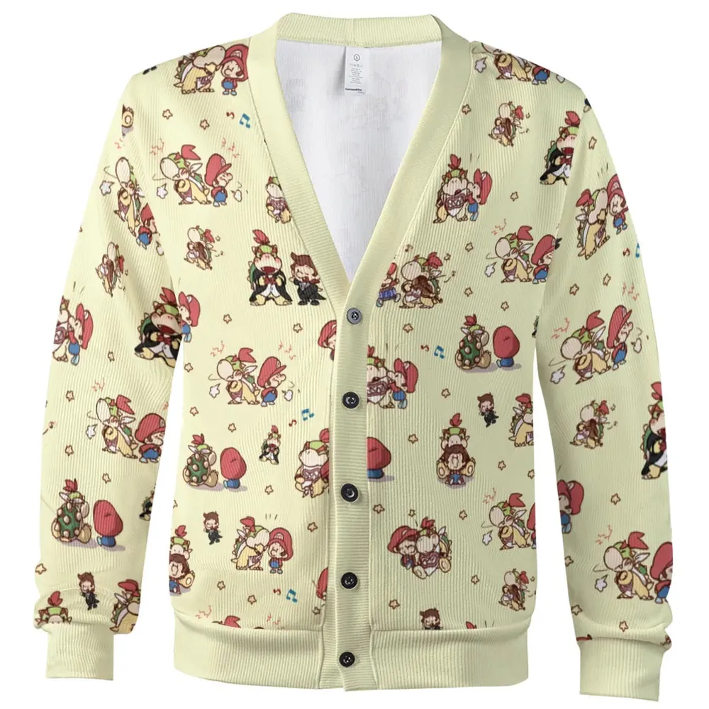 So Cute Bowser and Mario Pattern Cardigan - 2