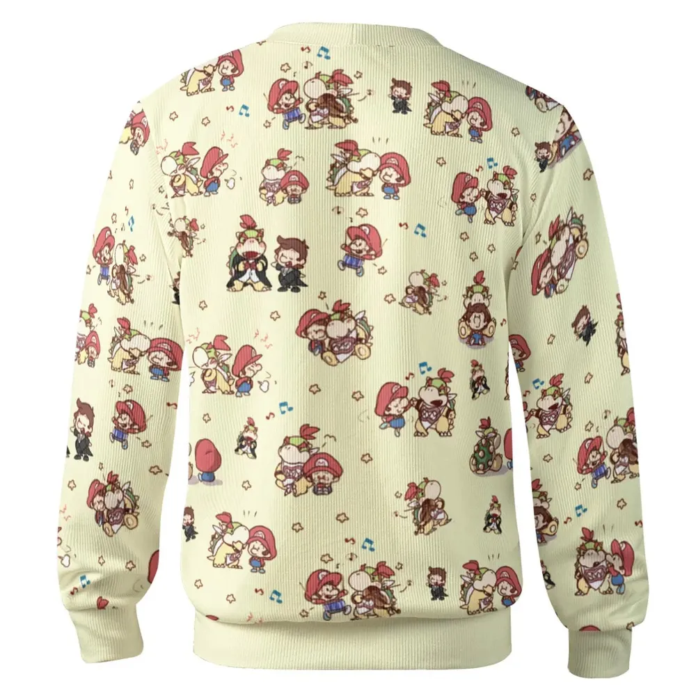 So Cute Bowser and Mario Pattern Cardigan - 3