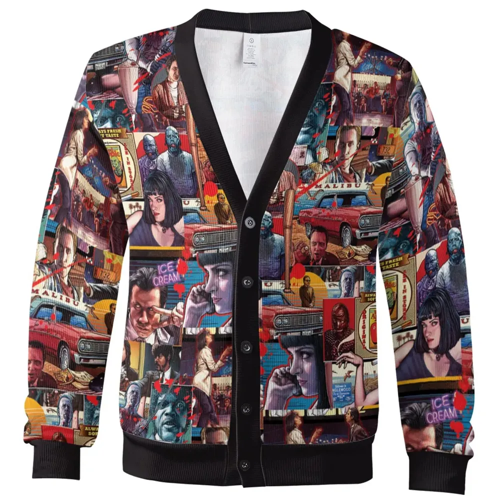 Retro Scenes Mia Wallace Vincent Vega Jules Winnfields Pulp Fiction Cardigan - 2