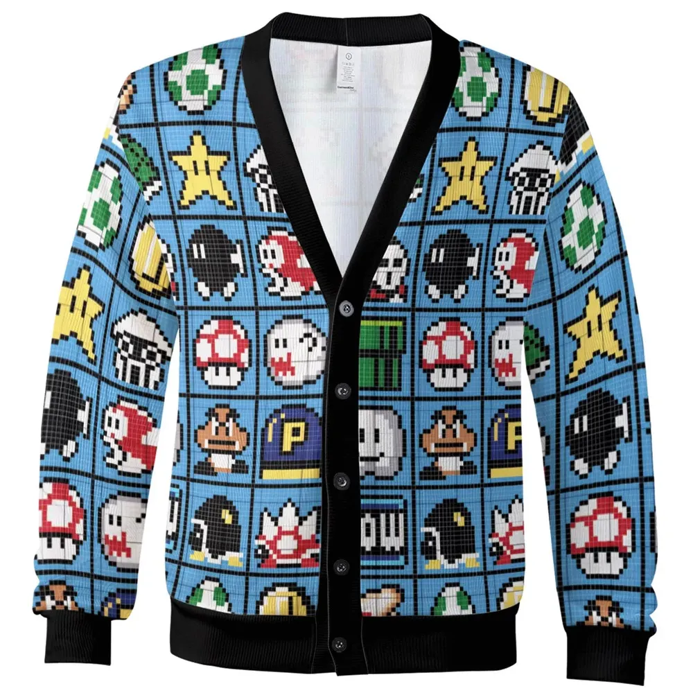 Mario Pixel Super Mario Pattern Cardigan - 2