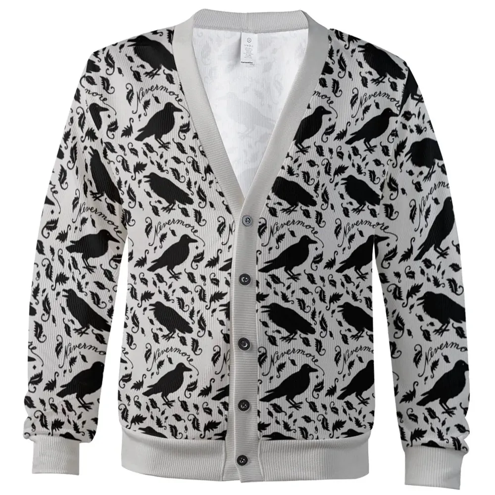 Nevermore The Raven Edgar Allan Poe Pattern Cardigan - 2