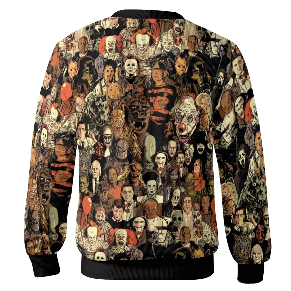 Horror Movie Characters Halloween Pattern Cardigan - 3