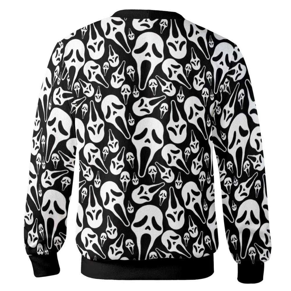 Ghostface Horror Movie Pattern Halloween Cardigan - 3