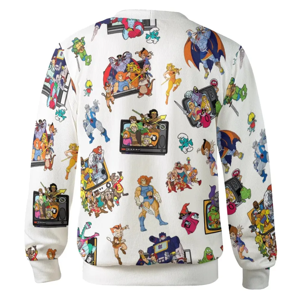 80s Famous Cartoon Characters Pattern Cardigan - 3