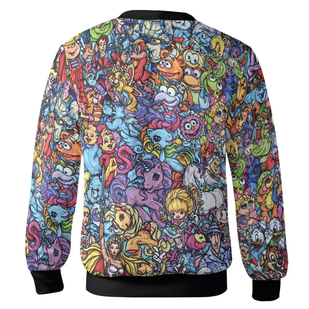 80s Throwback Cartoon Pattern Cardigan - 3