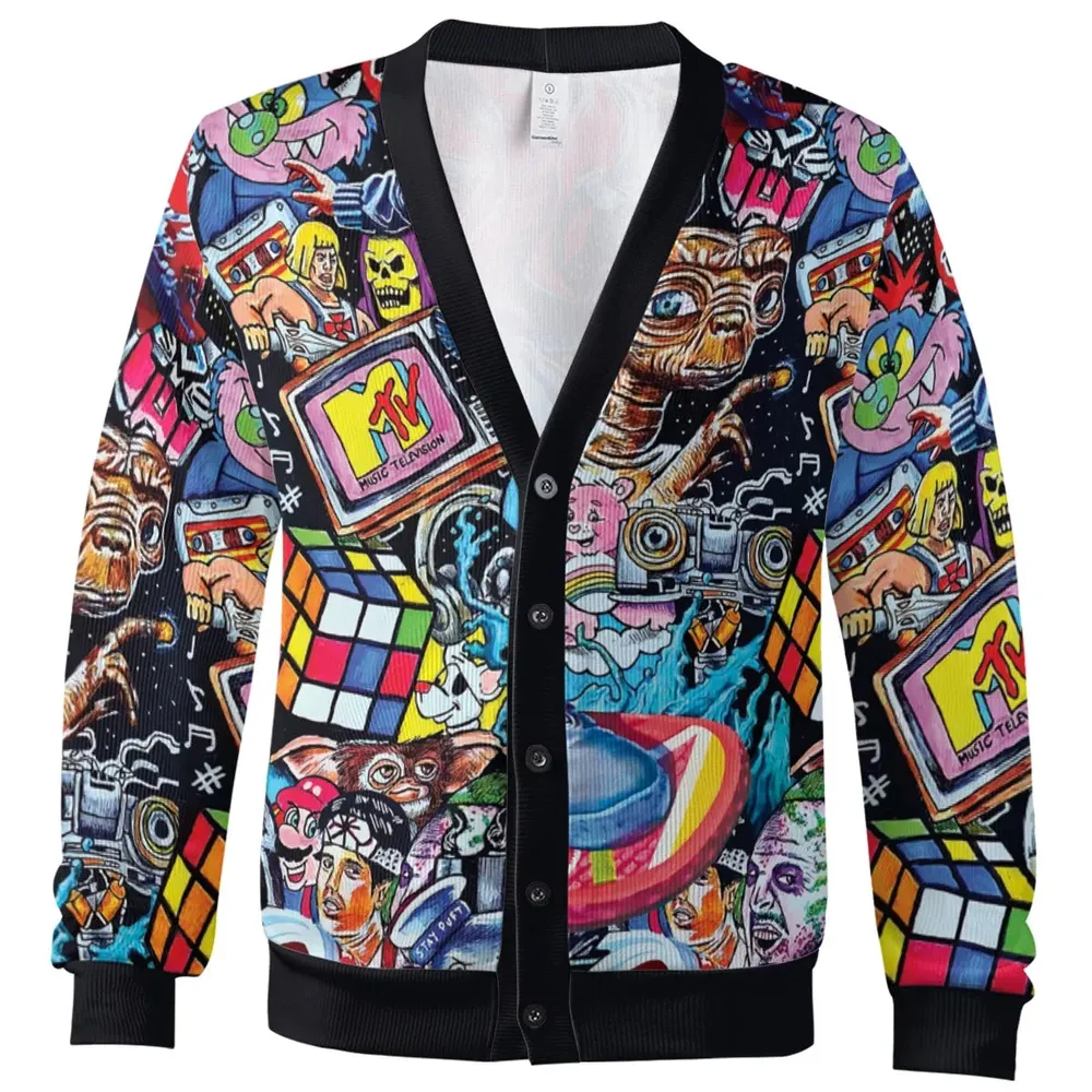 Back To The 80s Pop Culture 80s Movies Characters Cardigan - 2