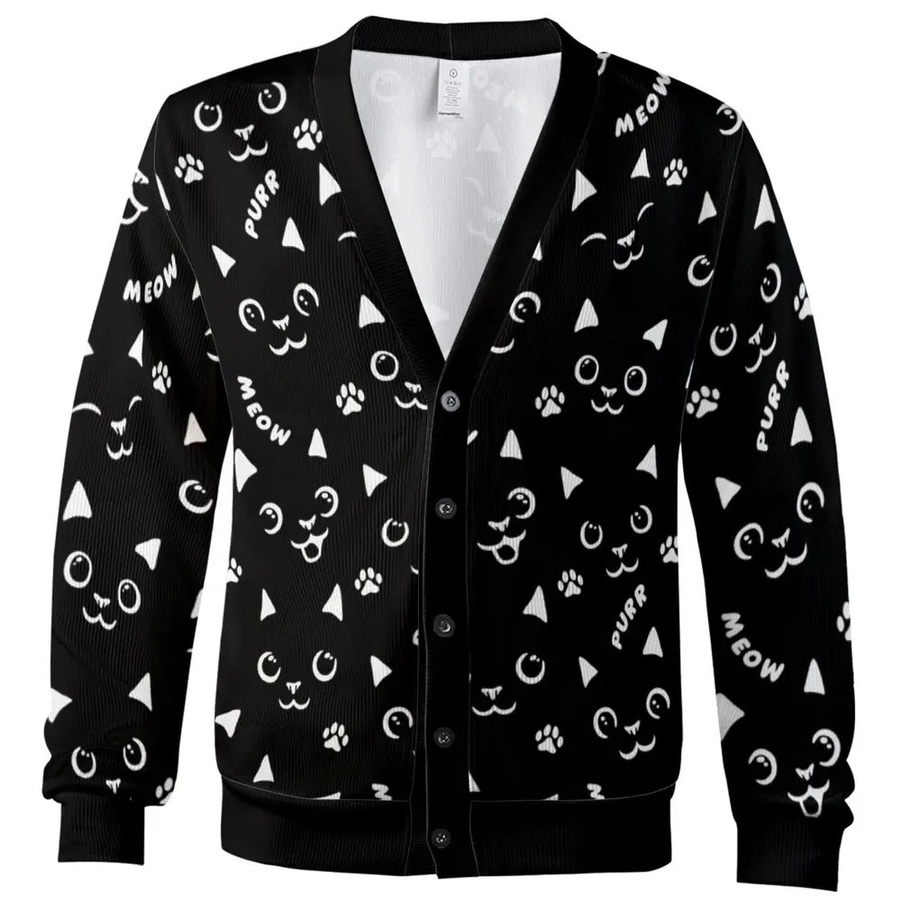 Black Cats Pattern Cardigan - 2