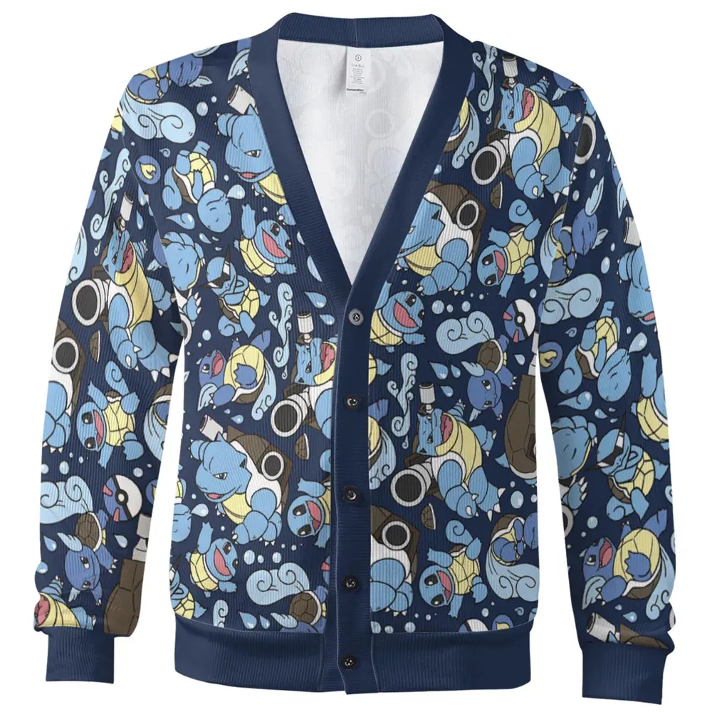 Blastoise Wartortle Squirtle Pokemon Pattern Cardigan - 2