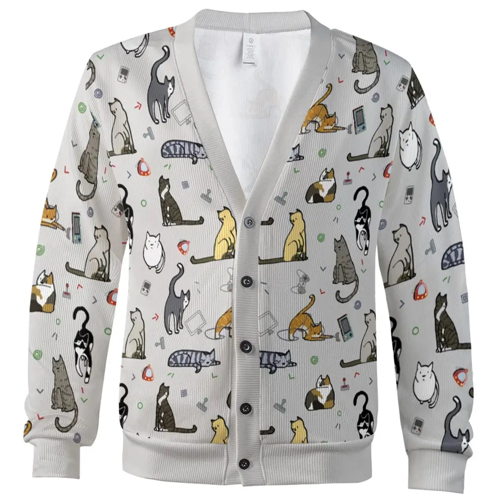 Cat the Gamer Pattern Cardigan - 2