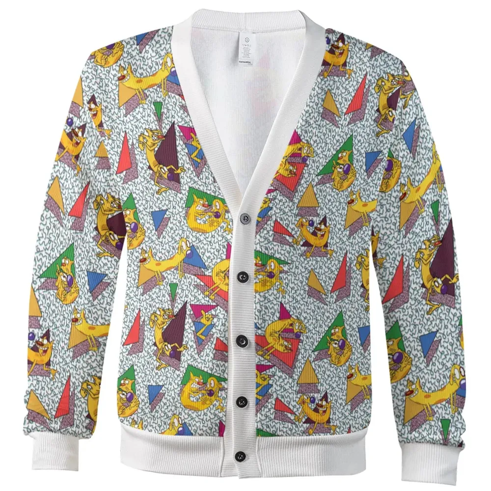 Catdog 90s Cartoon Pattern Cardigan - 2