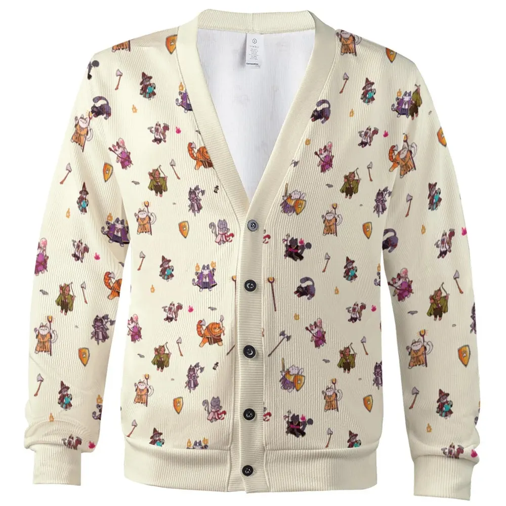 Cats In DnD Pattern Cardigan - 2