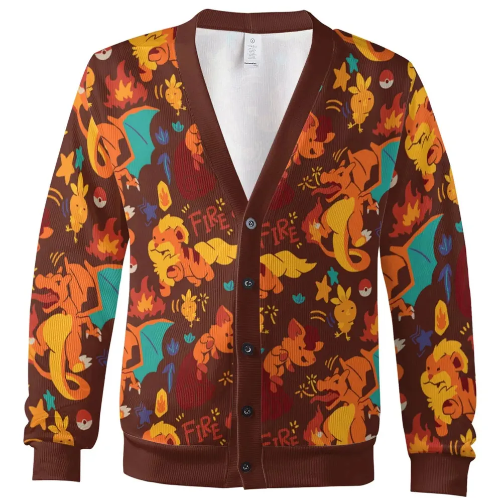 Charizard Arcanine Torchic Fire Pokemon Cardigan - 2