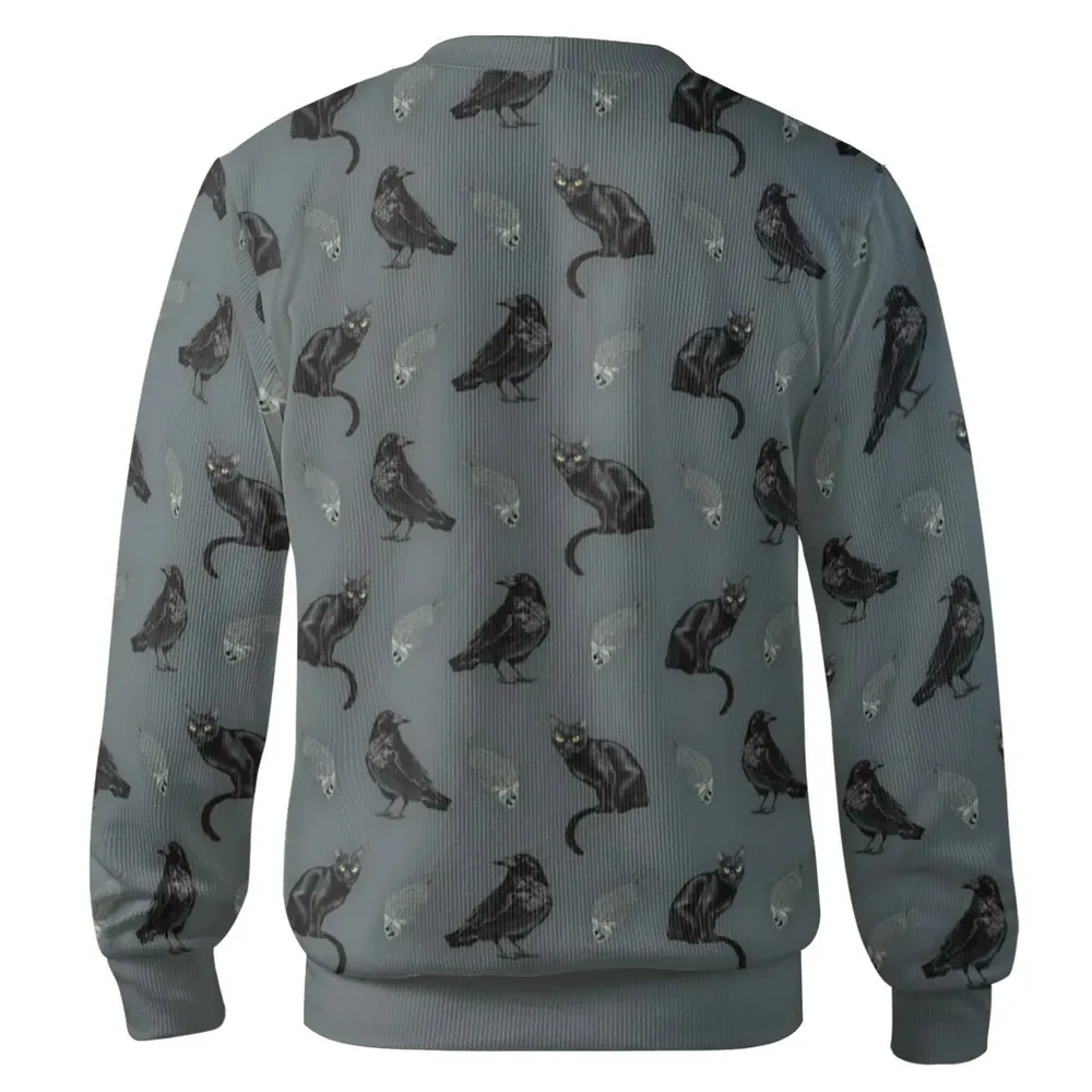 Cat and Raven Edgar Allan Poe Pattern Cardigan - 3