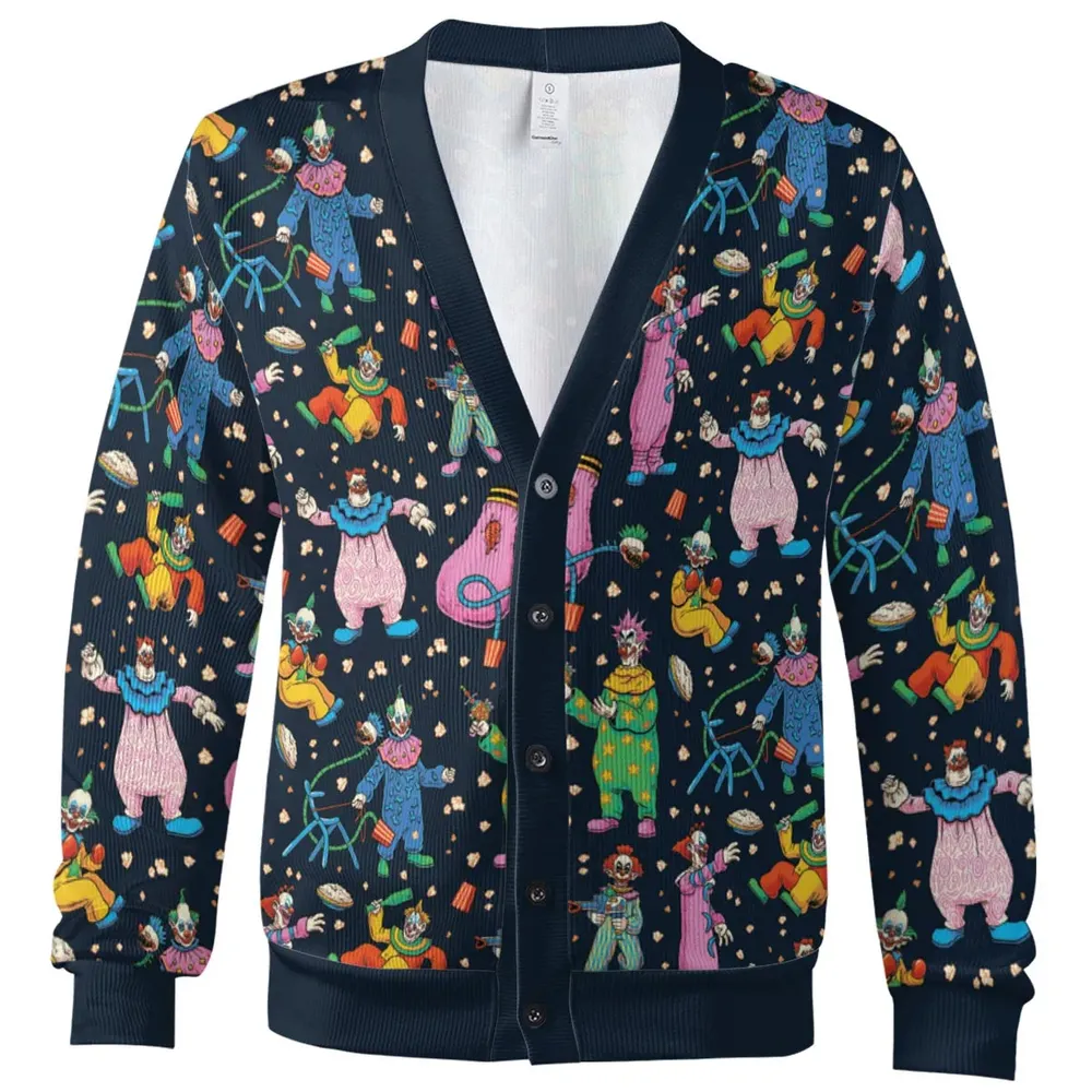 Clowns Popcorn Killer Klowns from Outer Space Pattern Cardigan - 2