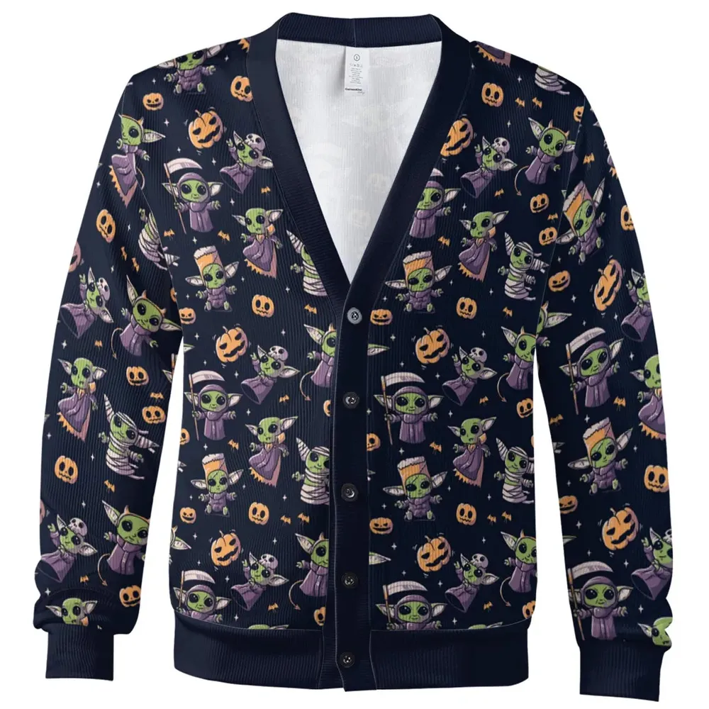 Cute Baby Yoda Halloween Pattern Cardigan - 2