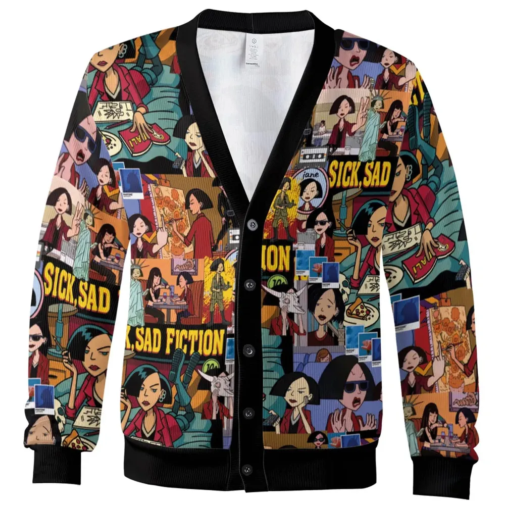 Daria Sick Sad Fiction Pattern Cardigan - 2