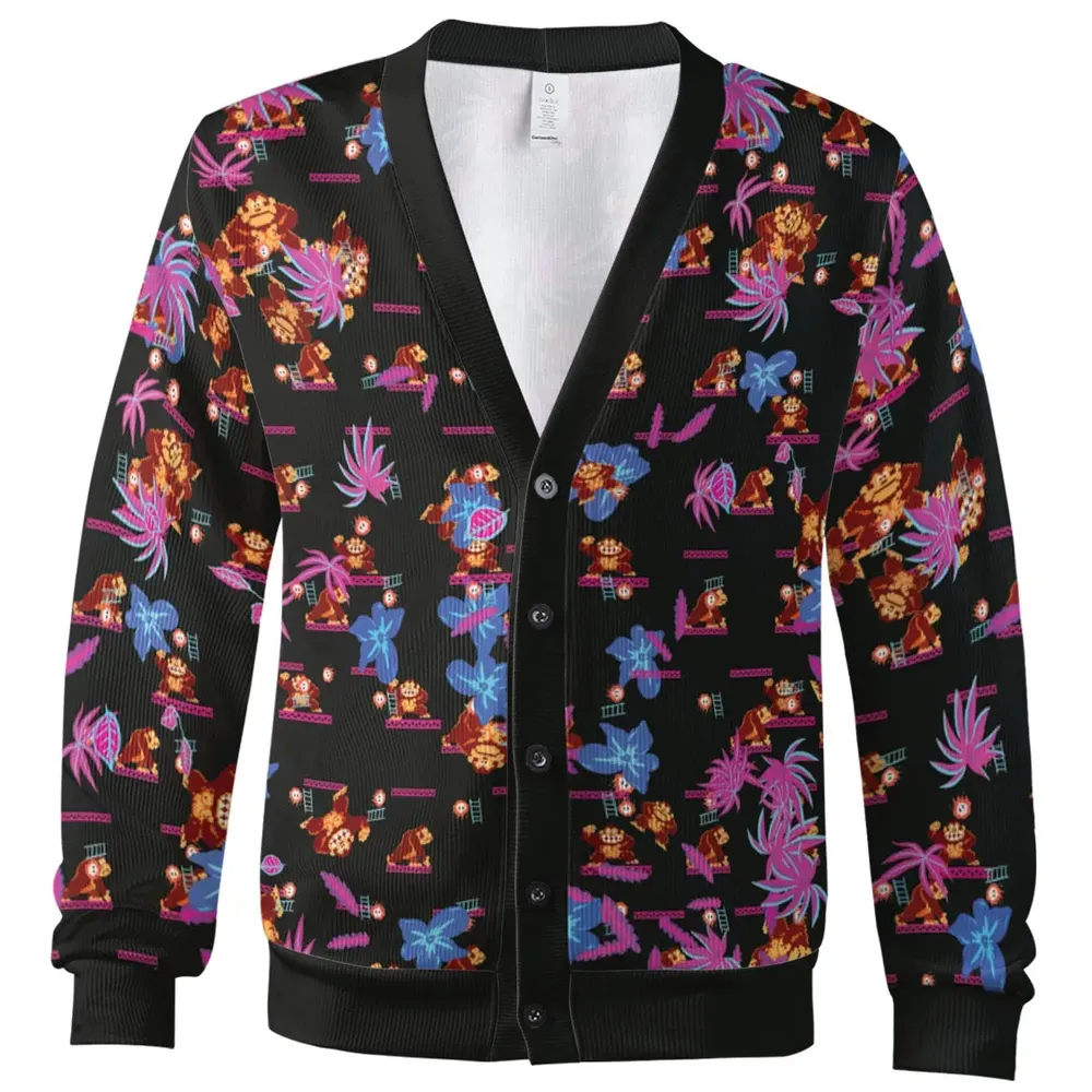 Donkey Kong Pattern Nintendo Video Games Cardigan - 2