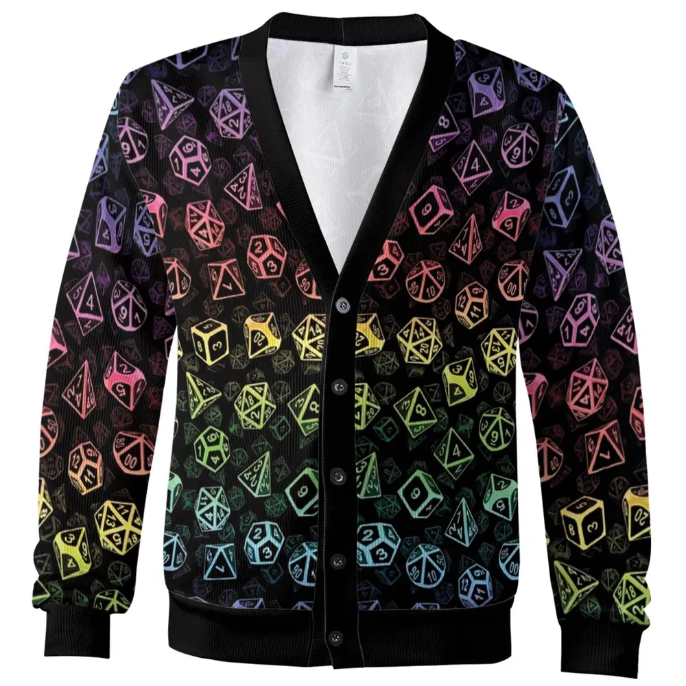 DnD Rainbow Dice Set Pattern Cardigan - 2