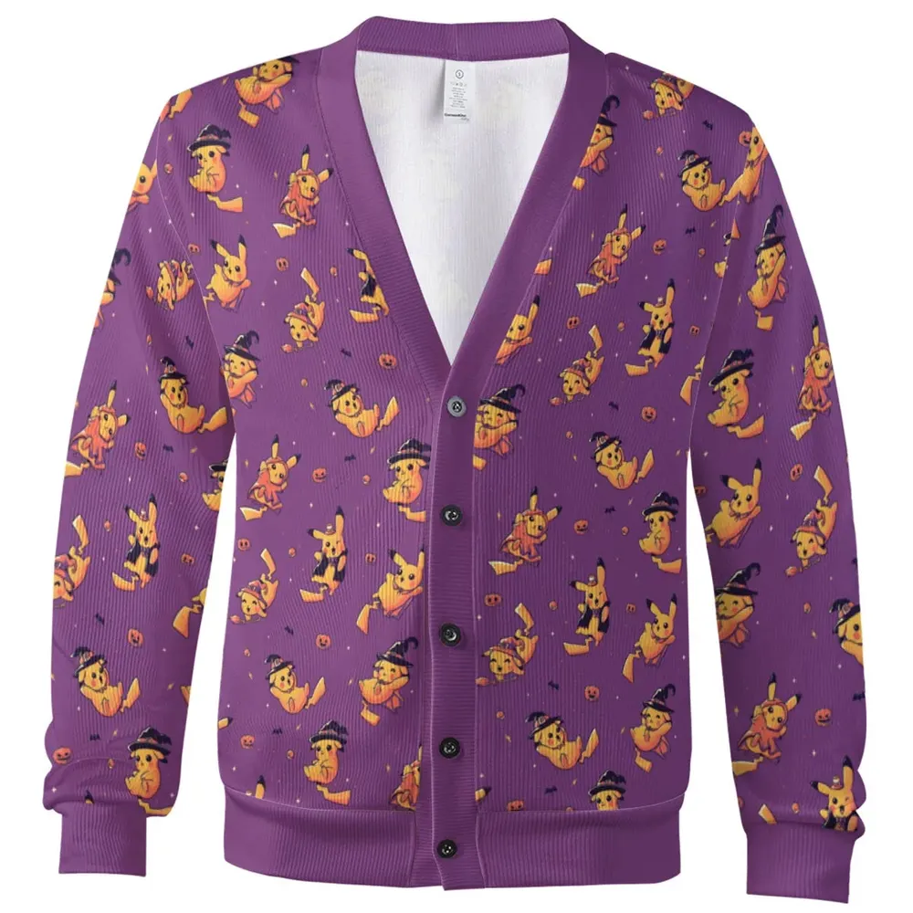 Electric Halloween Cute Pikachu Pattern Cardigan - 2