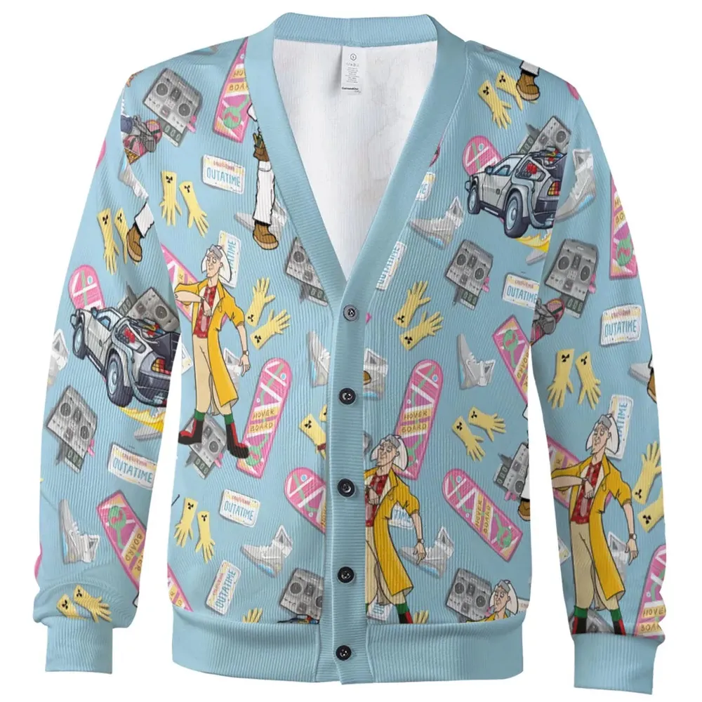 Marty McFly Dr. Emmett Brown Back To The Future Cardigan - 2