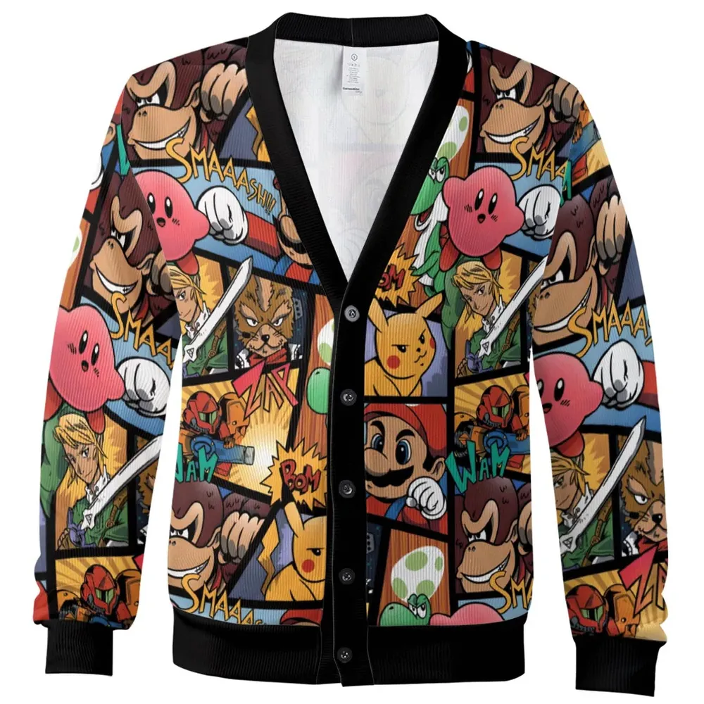 Super Smash Bros Characters Pattern Hawaiian Cardigan - 2