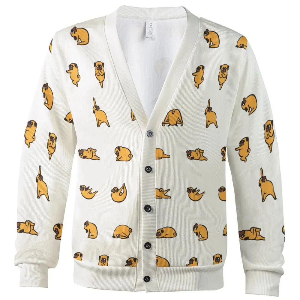 Pug Hot Yoga Pattern Cardigan - 2