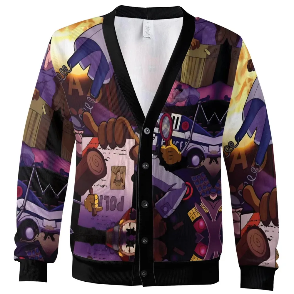80s Cartoon Inspector Gadget Collage Cardigan - 2