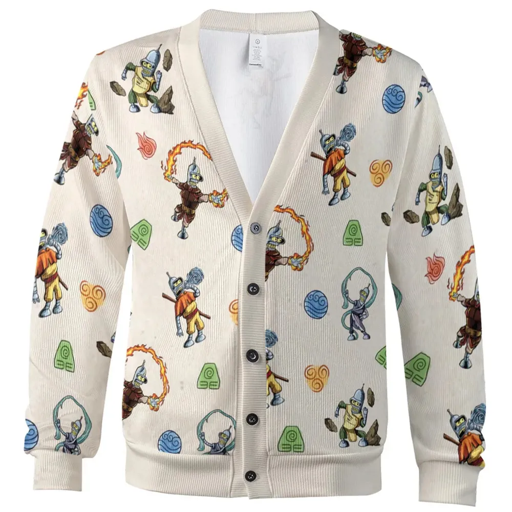 Water Earth Fire Air Bender Futurama Cardigan - 2