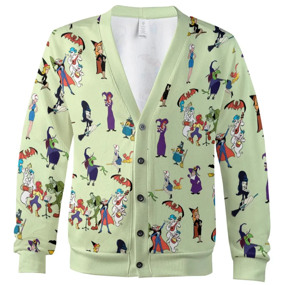 70s Witches Cartoon Characters Cardigan - 2
